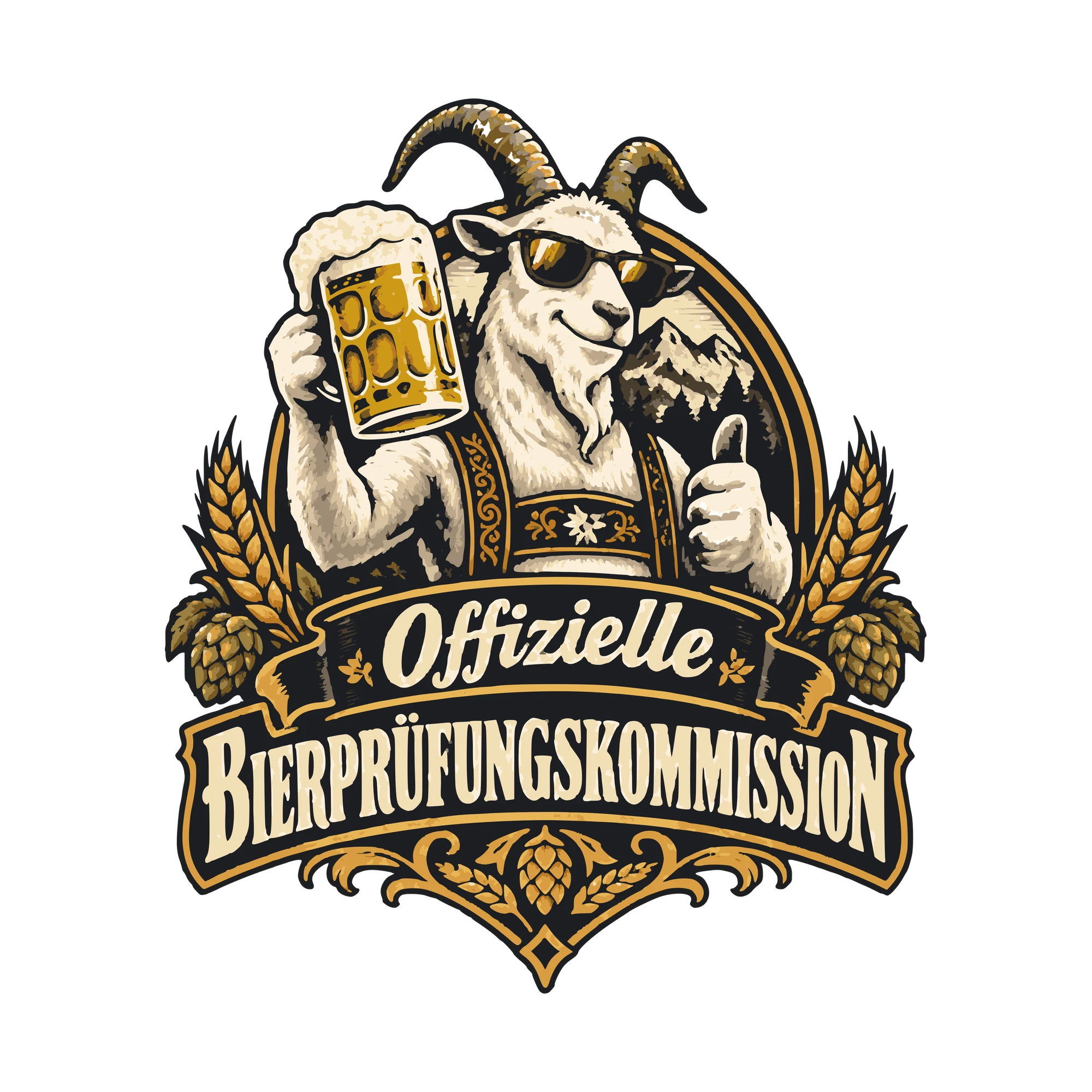 Bügelbild Offizielle Bierprüfungskommission als Grafik auf weißem Hintergrund (BB011046)