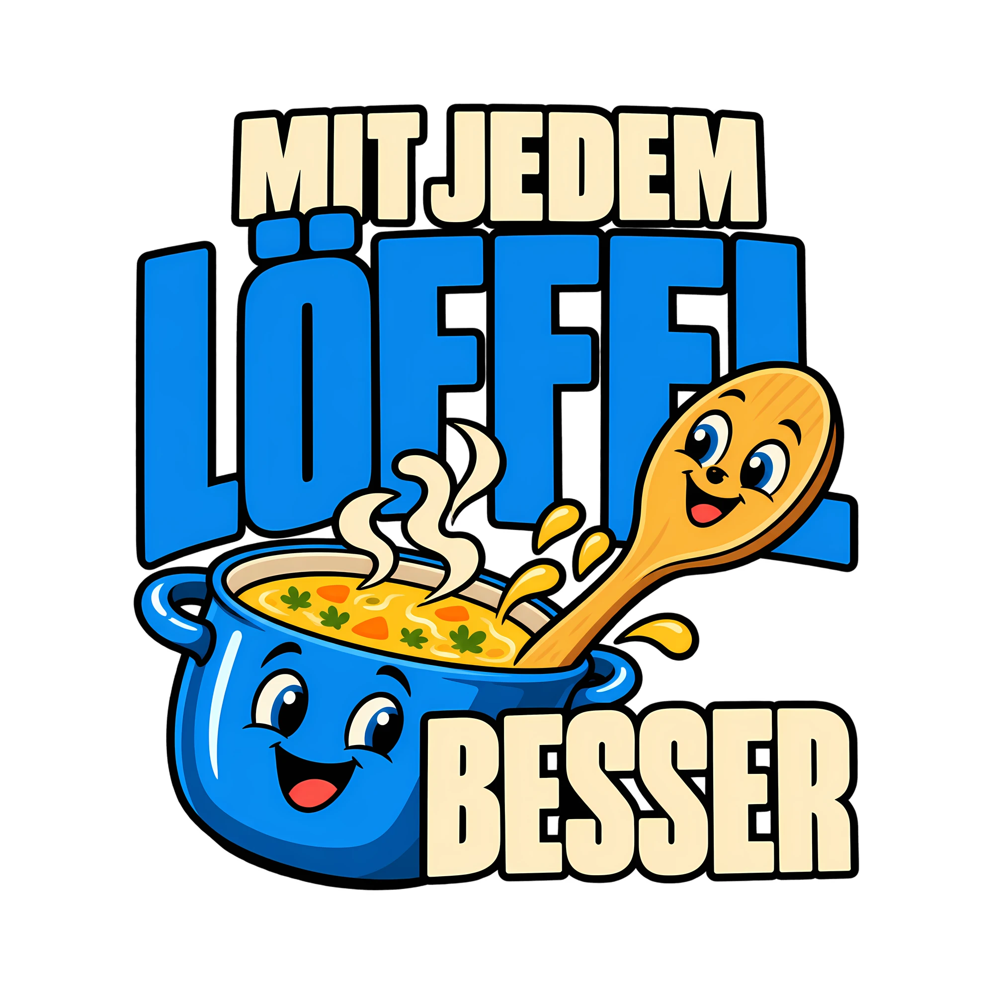 Bügelbild Mit jedem Löffel besser als Grafik auf weißem Hintergrund (BB014478)