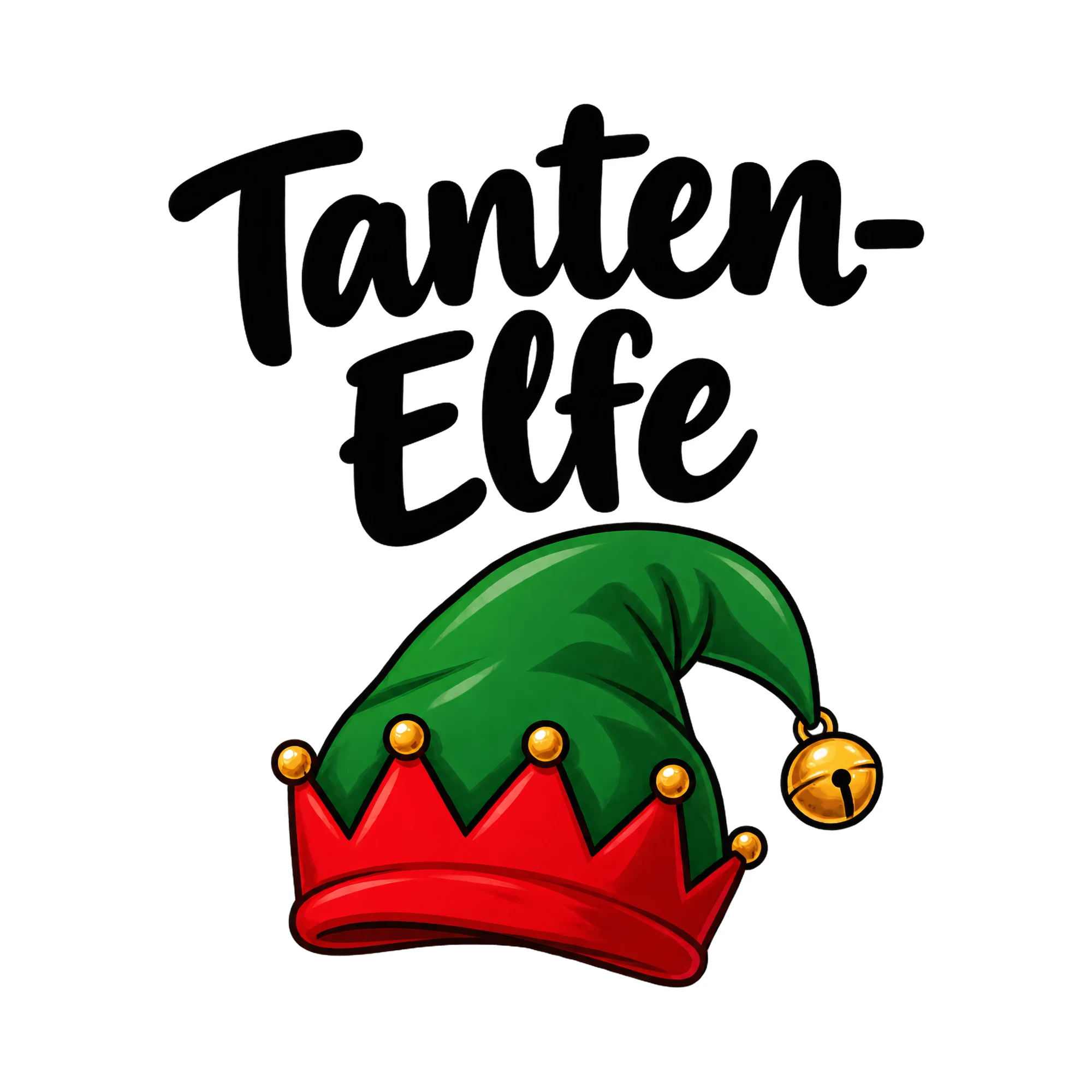 Bügelbild Tanten-Elfe, Weihnachtspullover Spruch als Grafik auf weißem Hintergrund (BB017007)