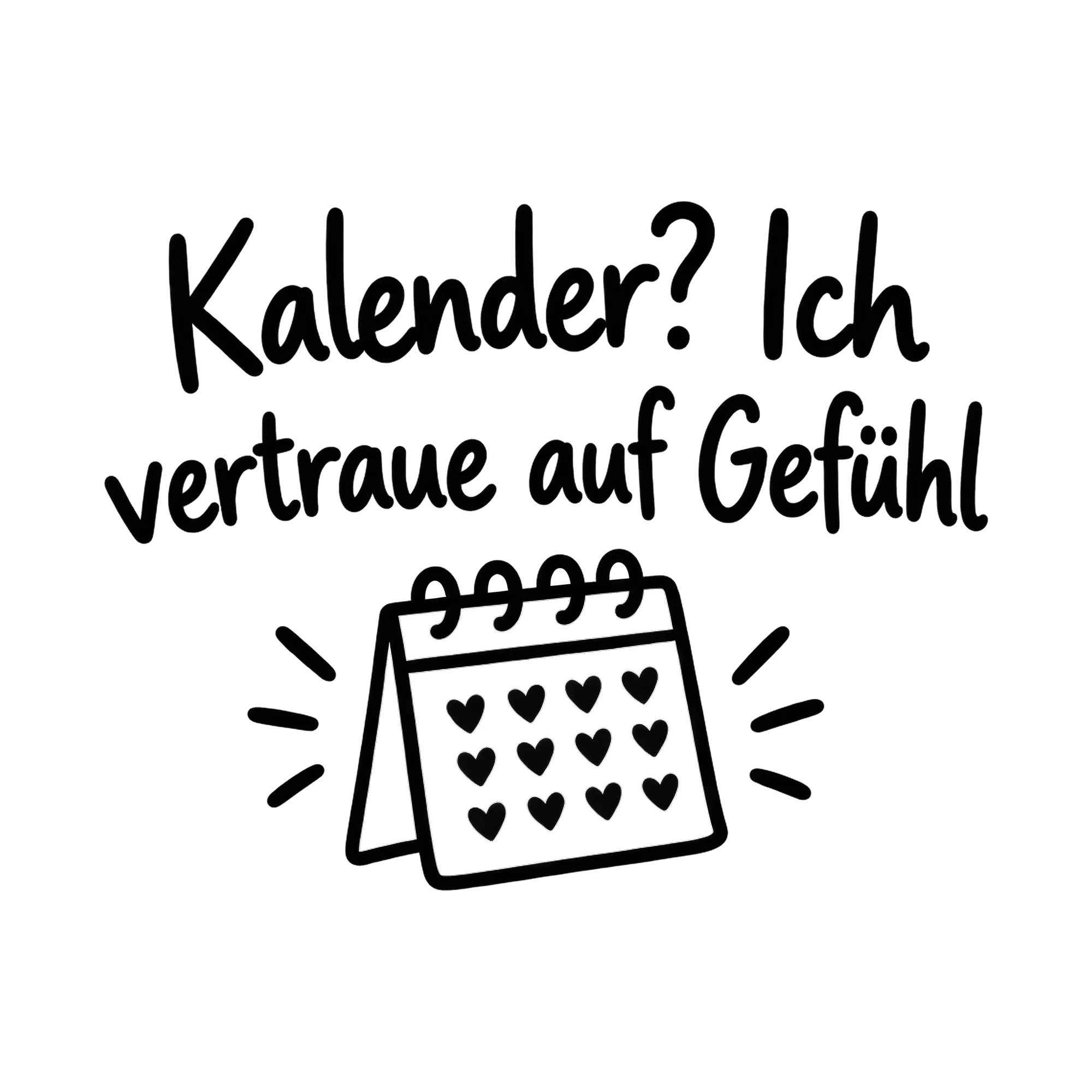 Bügelbild Kalender? Ich vertraue auf Gefühl als Grafik auf weißem Hintergrund (BB019916)