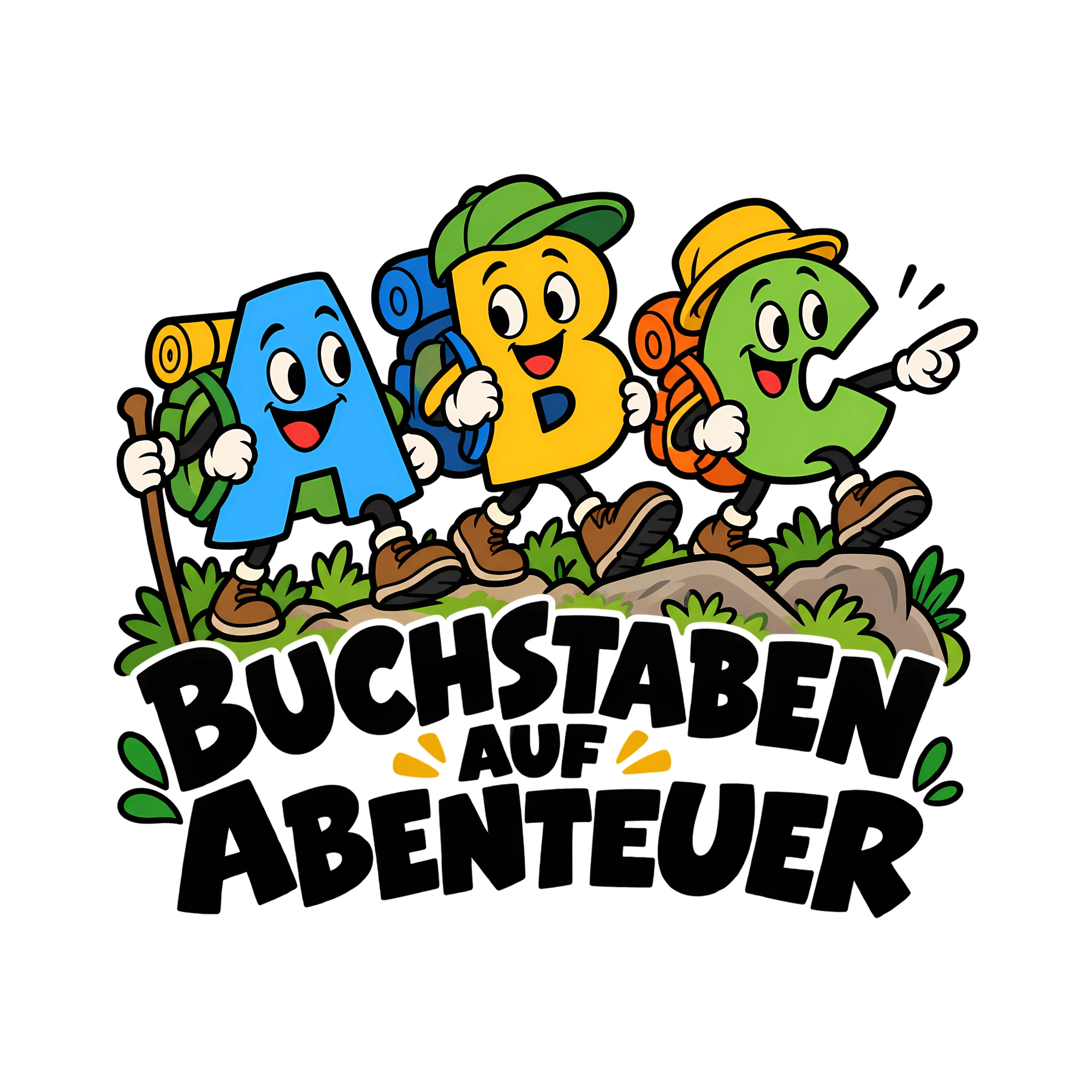 Bügelbild BUCHSTABEN AUF ABENTEUER als Grafik auf weißem Hintergrund (BB012894)