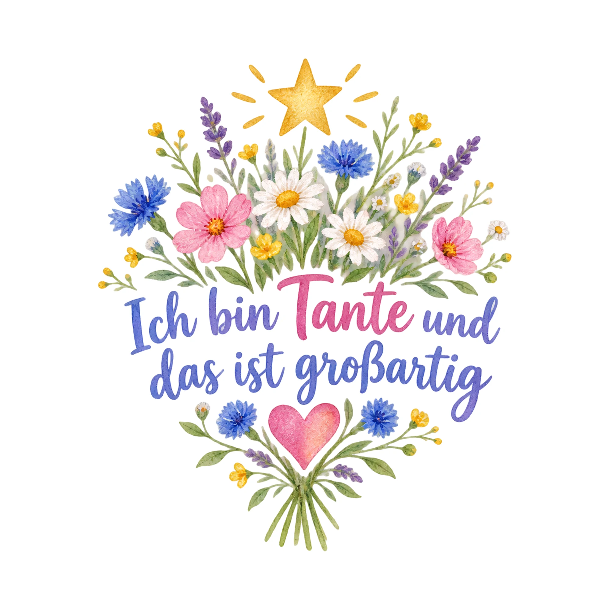 Bügelbild Ich bin Tante und das ist großartig, Mama Papa Shirt Spruch als Grafik auf weißem Hintergrund (BB016703)