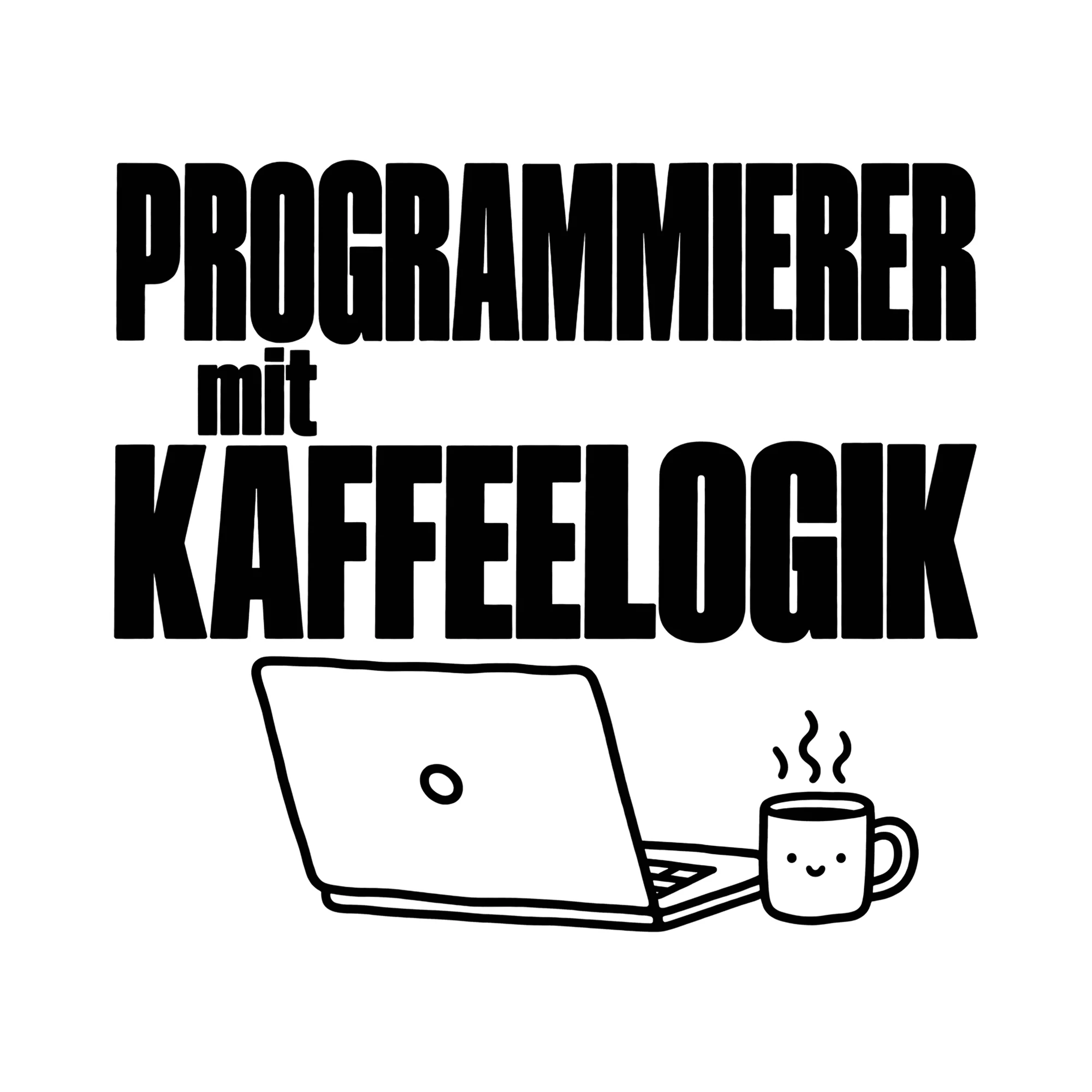 Bügelbild Programmierer mit Kaffeelogik als Grafik auf weißem Hintergrund (BB012209)