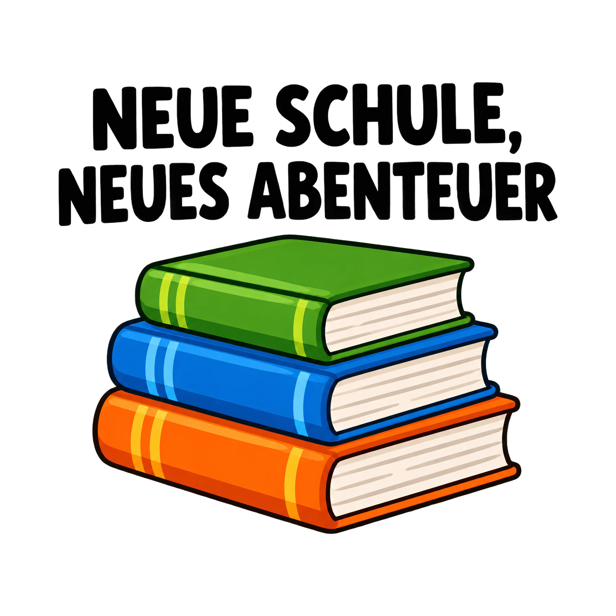 Bügelbild Neue Schule, neues Abenteuer, Beruf Shirt Spruch als Grafik auf weißem Hintergrund (BB017031)