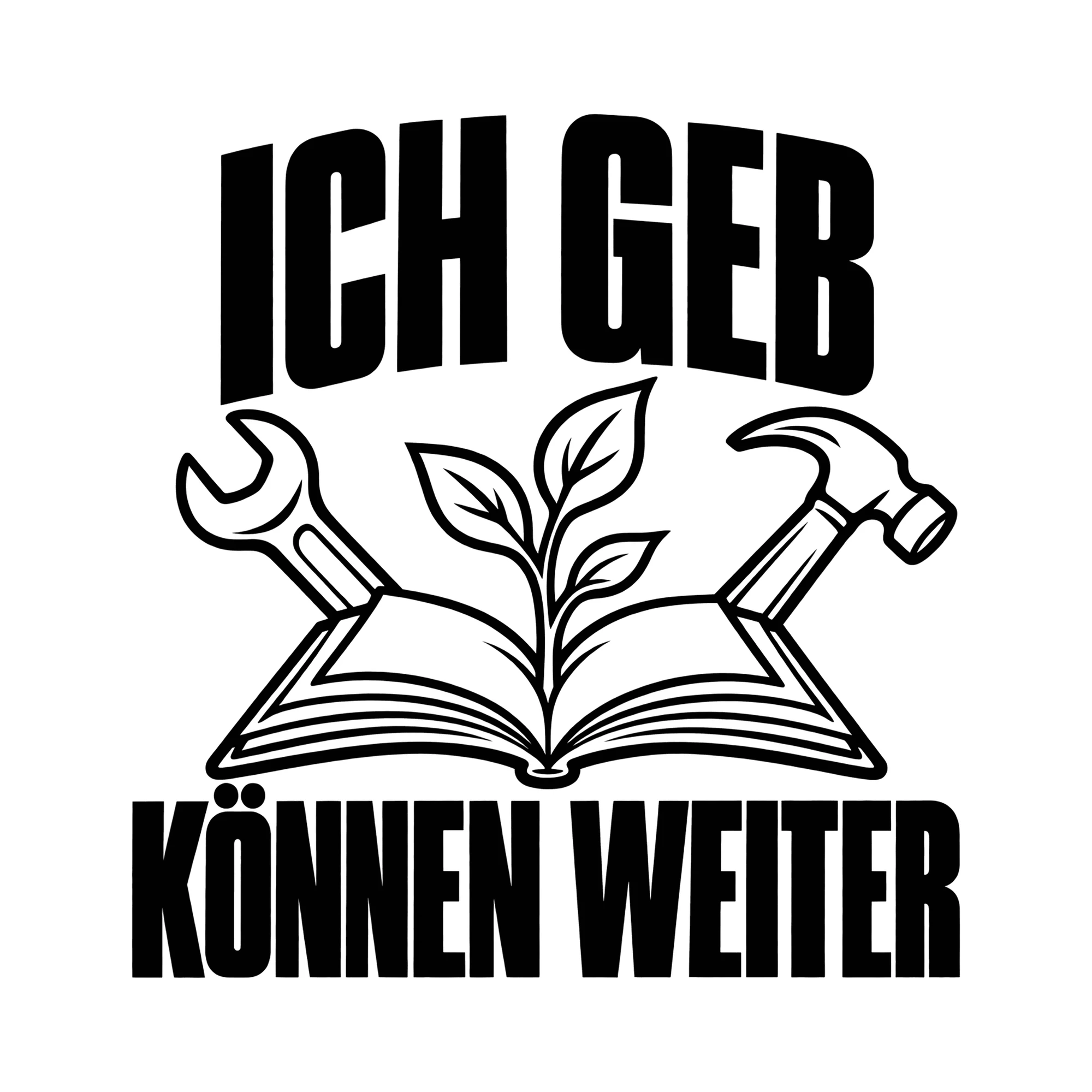 Bügelbild ICH GEB KÖNNEN WEITER als Grafik auf weißem Hintergrund (BB011699)