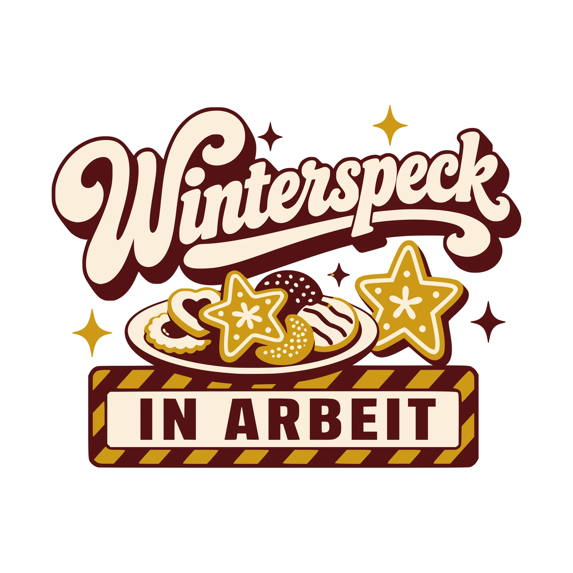 Bügelbild Winterspeck in Arbeit als Grafik auf weißem Hintergrund (BB010487)