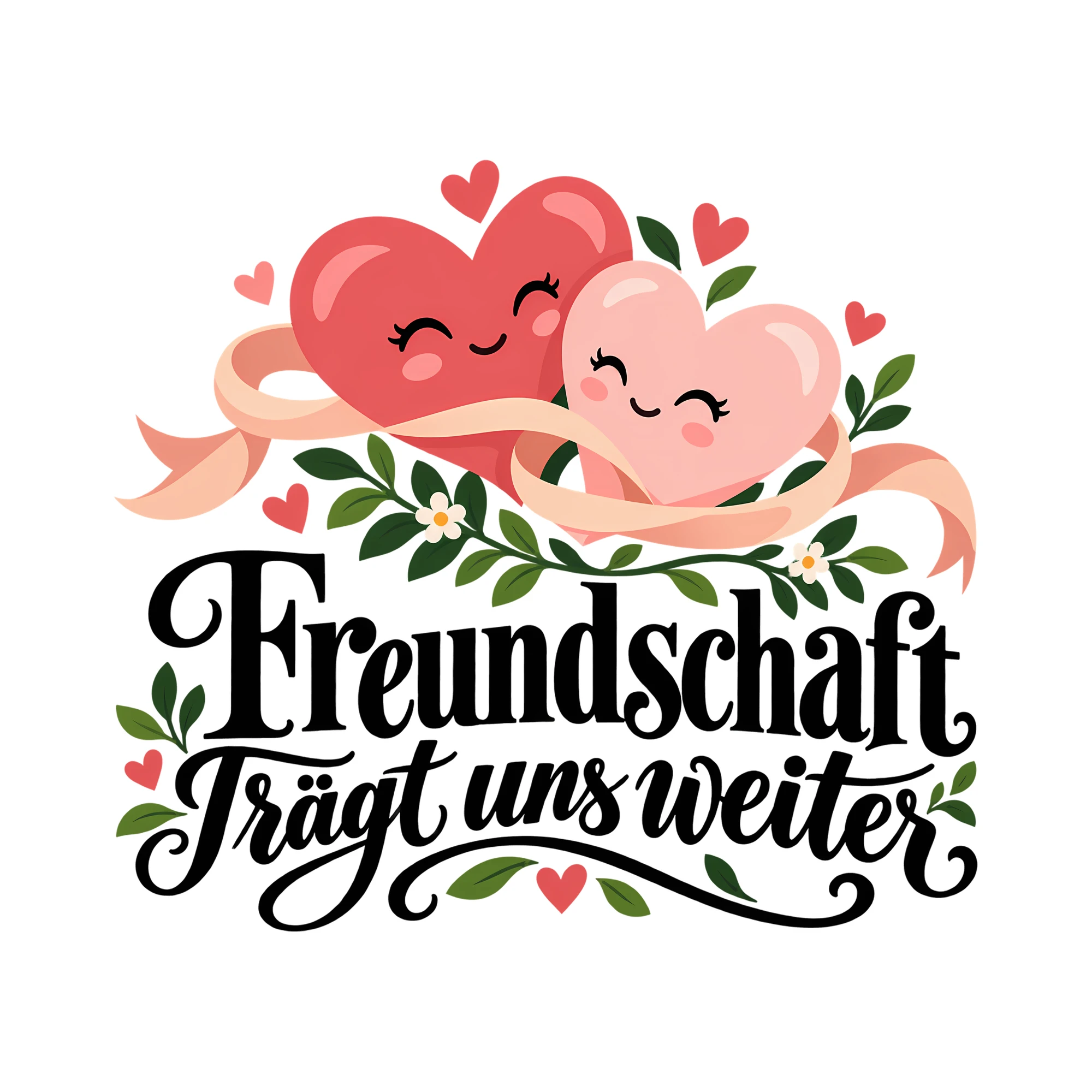 Bügelbild Freundschaft trägt uns weiter als Grafik auf weißem Hintergrund (BB012324)
