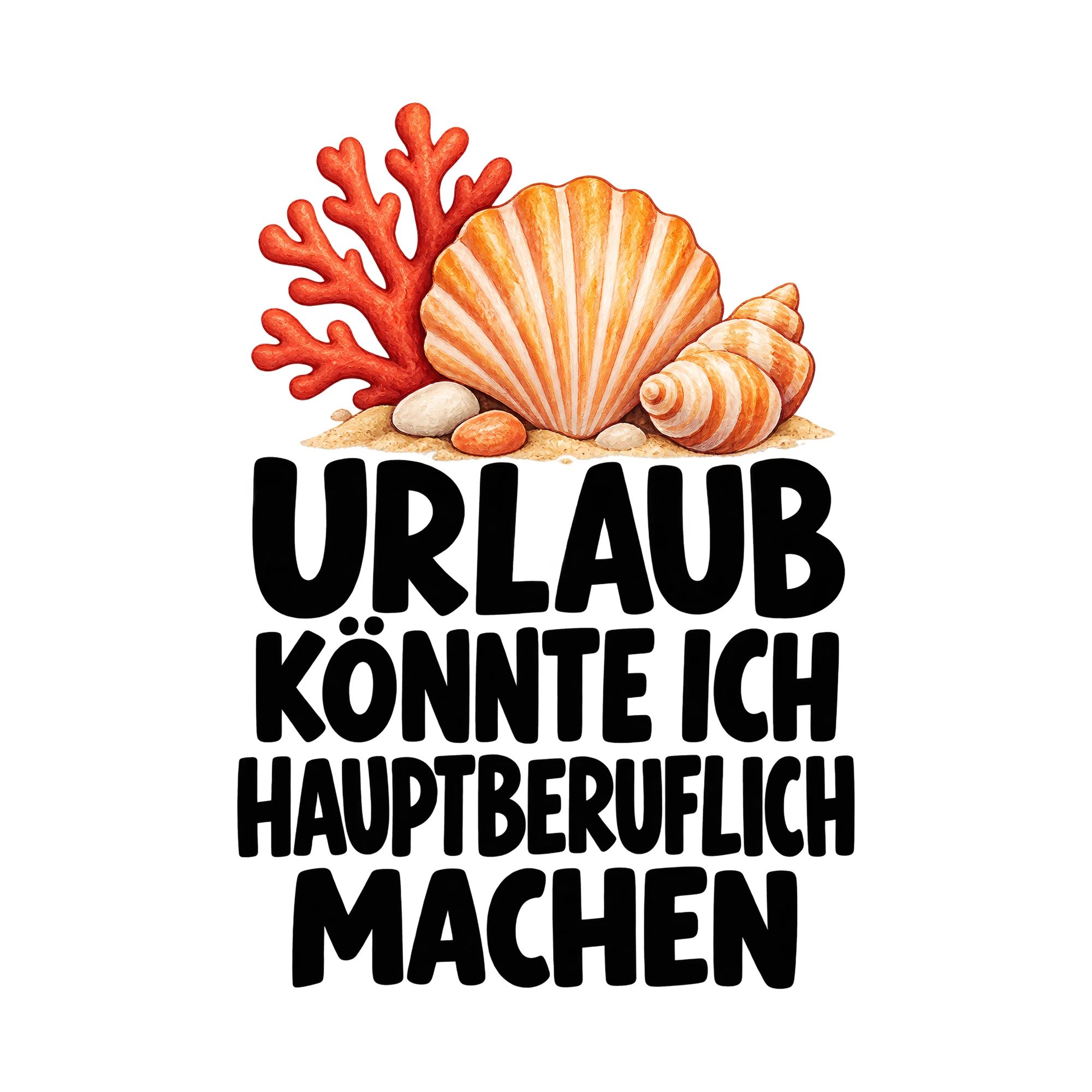 Bügelbild „Urlaub könnte ich hauptberuflich machen“, Urlaub Shirt Spruch als Grafik auf weißem Hintergrund (BB015384)